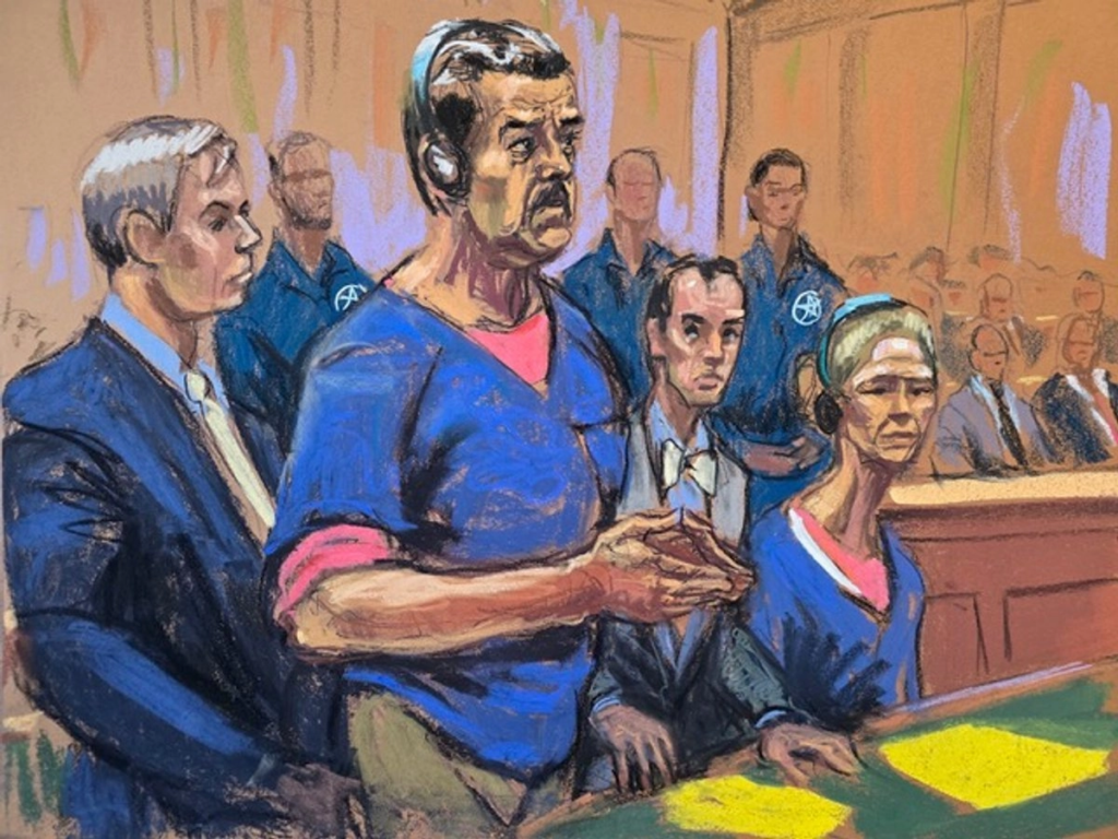 Maduro en una audiencia previa. Dibujo.
